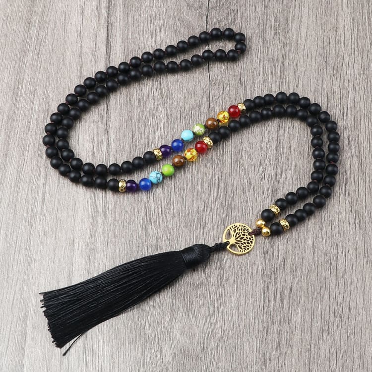 Collier 7 chakra pompon de Yoga - Collier