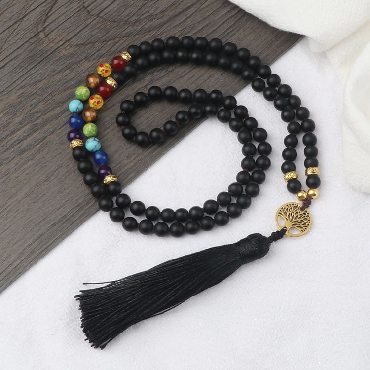 Collier 7 chakra pompon de Yoga - Collier