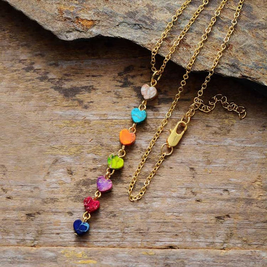 Collier ras de cou en pierres naturelles des 7 Chakra - Collier