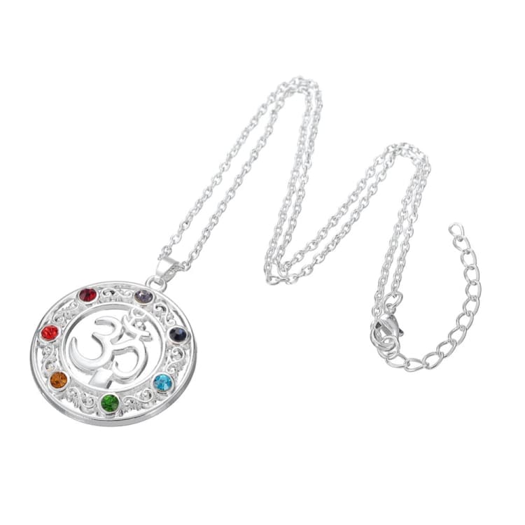 Collier 7 chakras symbole du Yoga rond - Collier
