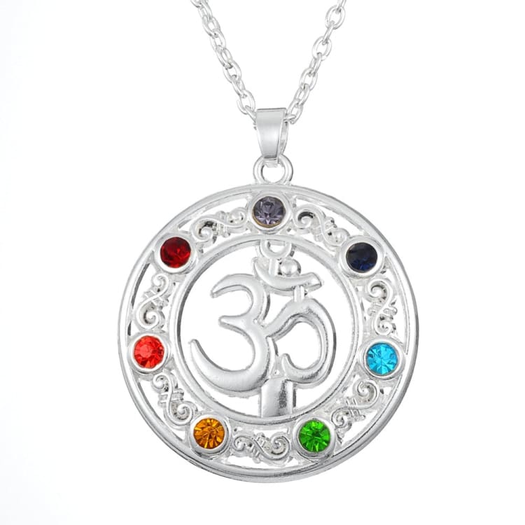 Collier 7 chakras symbole du Yoga rond - Collier