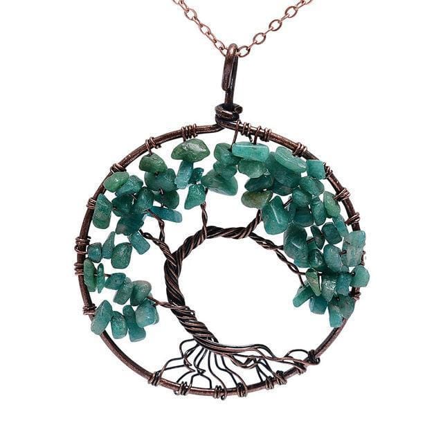 Collier Arbre De Vie 7 Chakras Pierres Naturelles Brutes (11 Pierres) - Collier