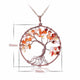 Collier Arbre De Vie 7 Chakras Pierres Naturelles Brutes (11 Pierres) - Agate Rouge - Collier