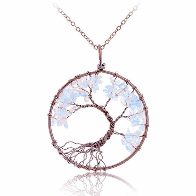 Collier Arbre De Vie 7 Chakras Pierres Naturelles Brutes (11 Pierres) - Collier