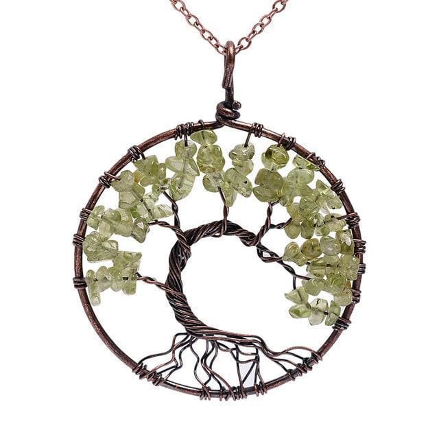 Collier Arbre De Vie 7 Chakras Pierres Naturelles Brutes (11 Pierres) - Collier