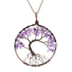 Collier Arbre De Vie 7 Chakras Pierres Naturelles Brutes (11 Pierres) - Améthyste - Collier