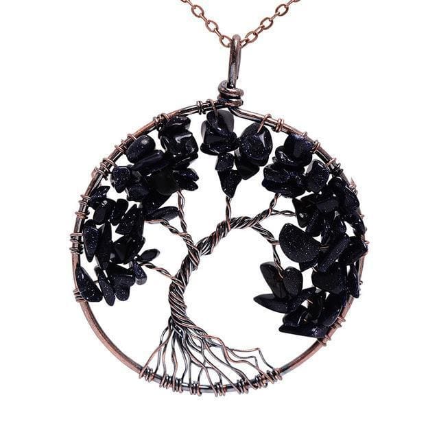 Collier Arbre De Vie 7 Chakras Pierres Naturelles Brutes (11 Pierres) - Collier