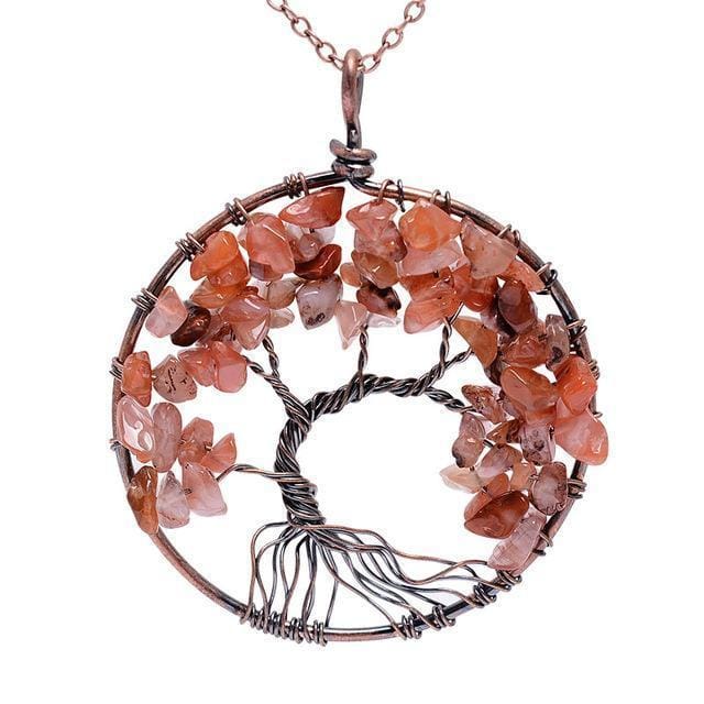 Collier Arbre De Vie 7 Chakras Pierres Naturelles Brutes (11 Pierres) - Collier