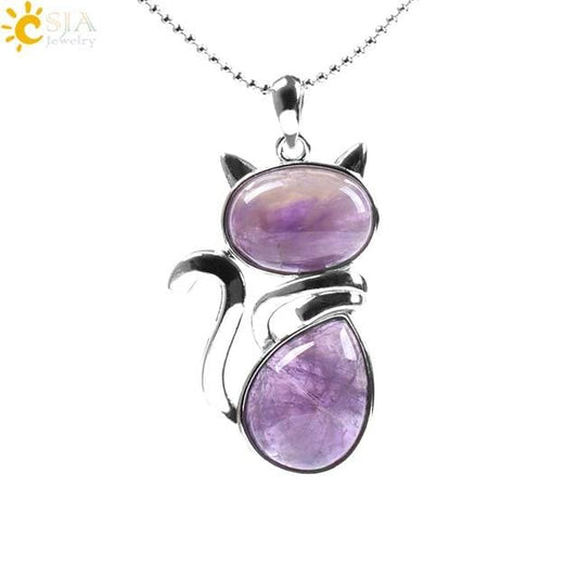 Collier Chat - Améthyste - collier