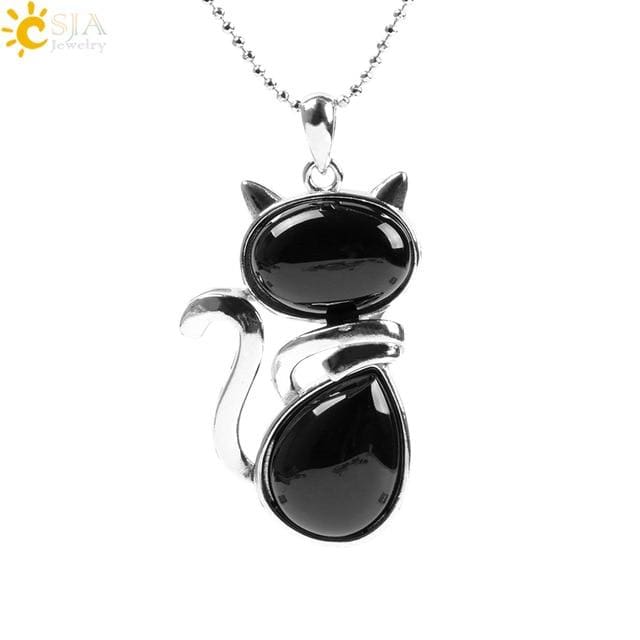 Collier Chat - Agate noire - collier