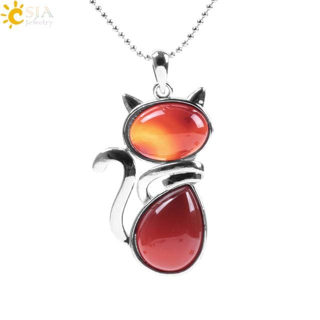 Collier Chat - Cornaline - collier