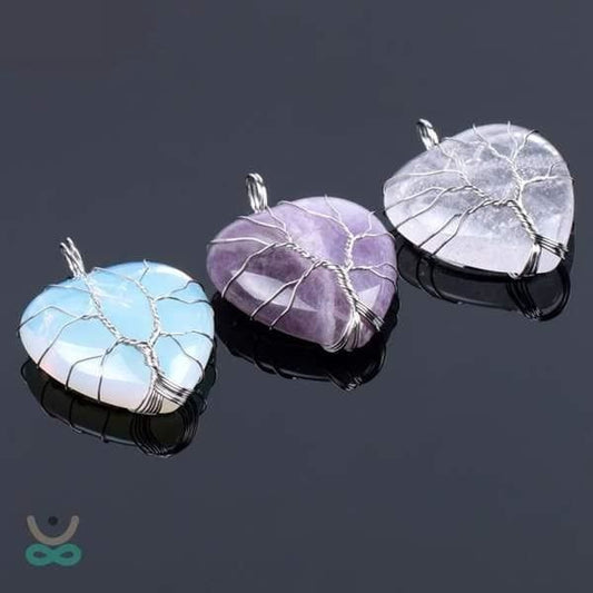 Collier Cur de lArbre de Vie en Pierre Naturelle (8 pierres) - Collier