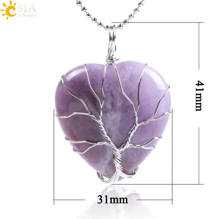 Collier Cur de lArbre de Vie en Pierre Naturelle (8 pierres) - Collier