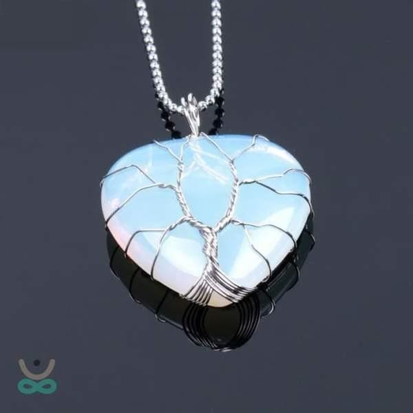 Collier Cur de lArbre de Vie en Pierre Naturelle (8 pierres) - Opal Chain / Pendentif - Collier