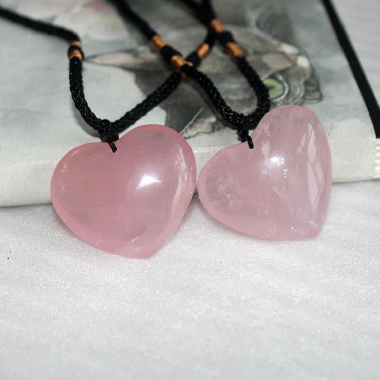 Collier Coeur de Quartz Rose - collier