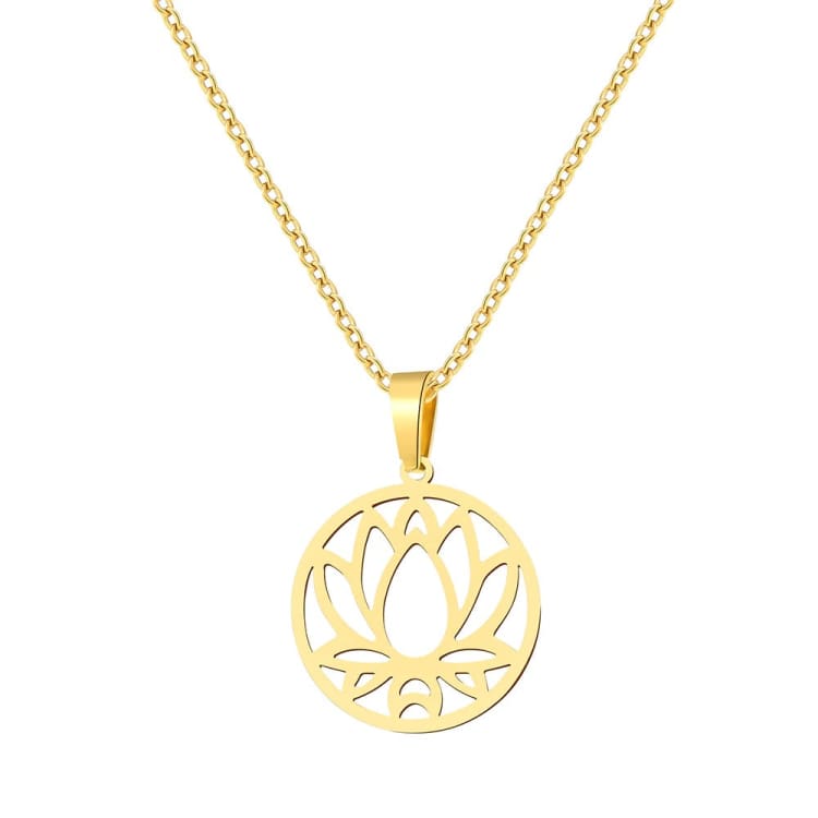 Collier ’Conscience’ orné d’une fleur de Lotus - Doré