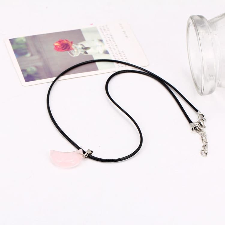 Collier Croissant de Lune en Quartz Rose - collier Image