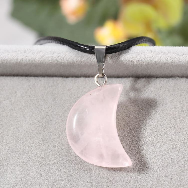 Collier Croissant de Lune en Quartz Rose - collier Image