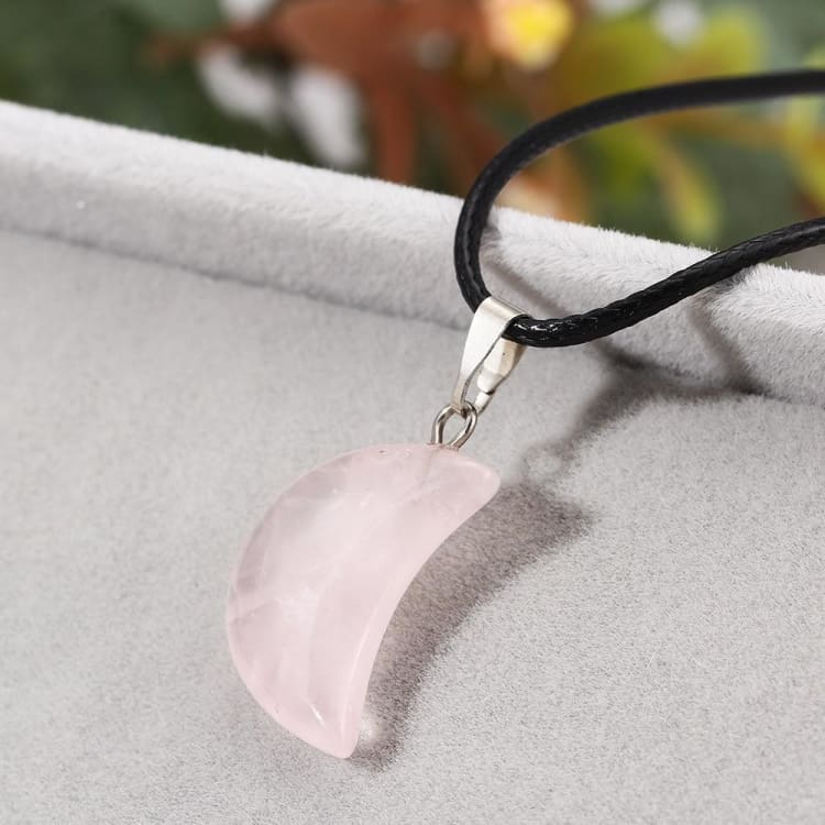 Collier Croissant de Lune en Quartz Rose - collier