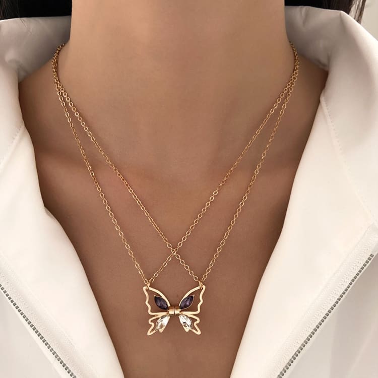 Collier d’amitié papillon magnétique pour femmes - Collier