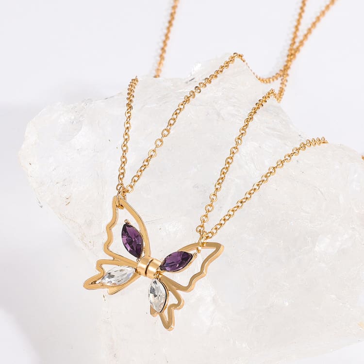 Collier d’amitié papillon magnétique pour femmes - Or - Collier