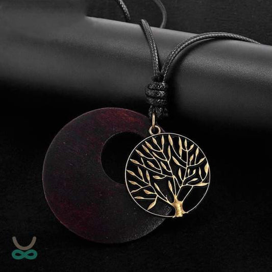 Collier de lArbre de Vie en Bois Naturel - Collier