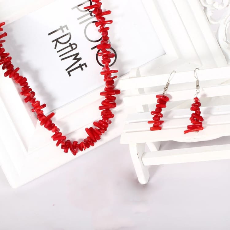 Collier de vitalité en corail + Boucles d’oreilles offertes