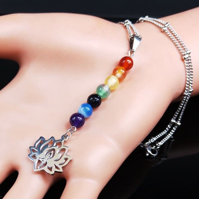 Collier des 7 chakras - Fleur de Lotus