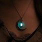 Collier du Croissant de Lune Illuminé - Ovale Bleue verte - collier