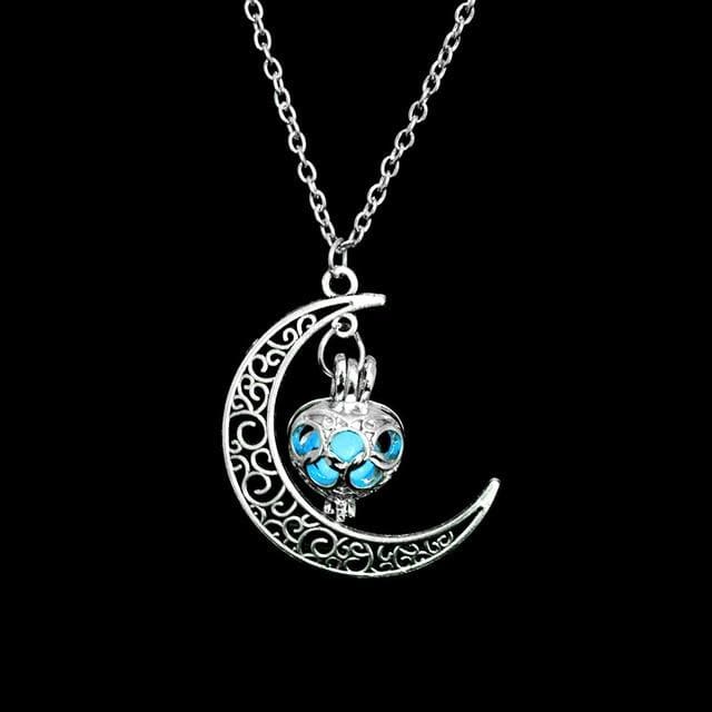 Collier du Croissant de Lune Illuminé - Urne Bleue - collier