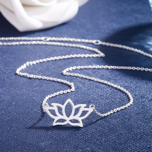 Fashion 100%925 Sterling Silver Choker Necklaces Butterfly lotus pendant Necklaces Woman solid silver jewelry gift