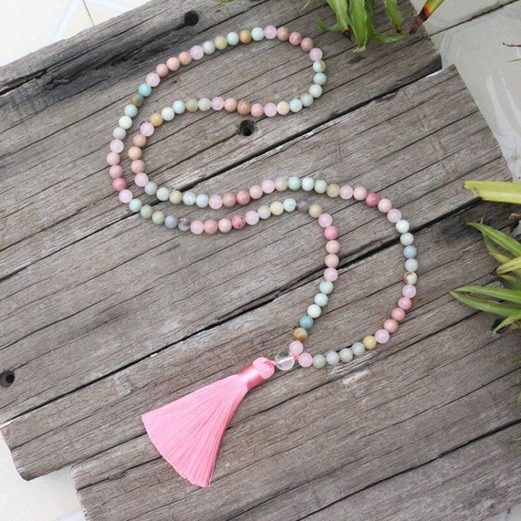 Collier Emotions en amazonite et rhodochrosite - Collier