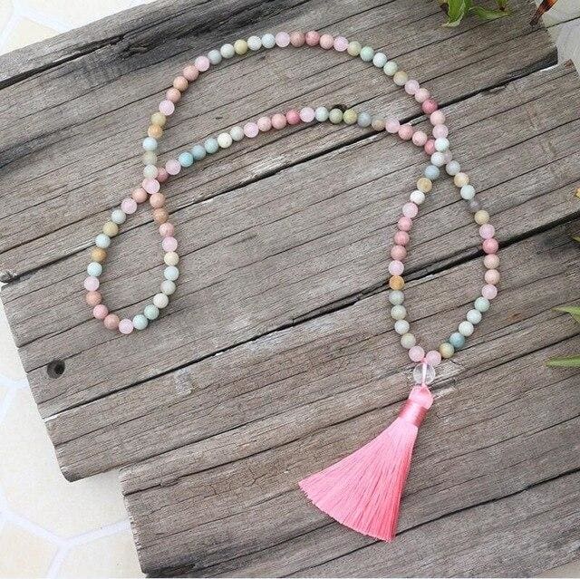 Collier Emotions en amazonite et rhodochrosite - Collier