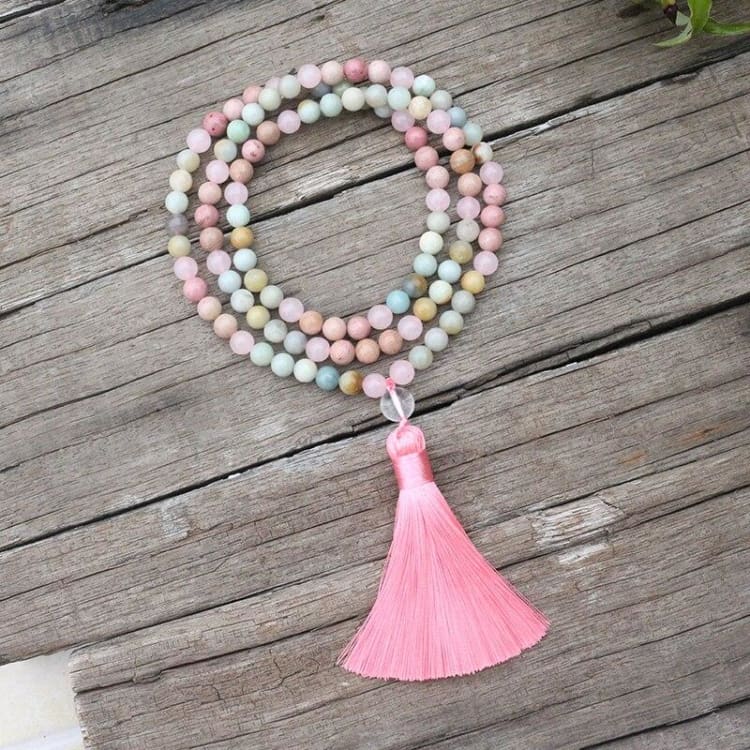 Collier Emotions en amazonite et rhodochrosite - Collier