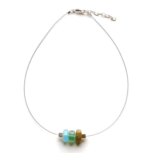 Collier en Aigue-Marine Béryl et Argent - Boucles d’Oreilles