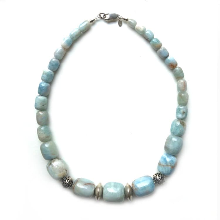 Collier en Aigue-Marine et Argent - Collier