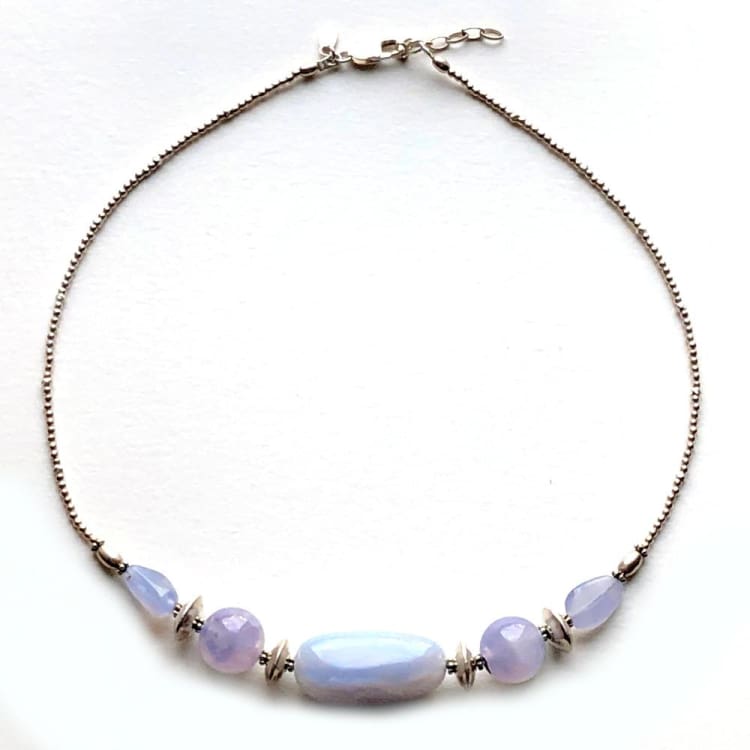 Collier en Calcédoine bleue et Argent - Collier