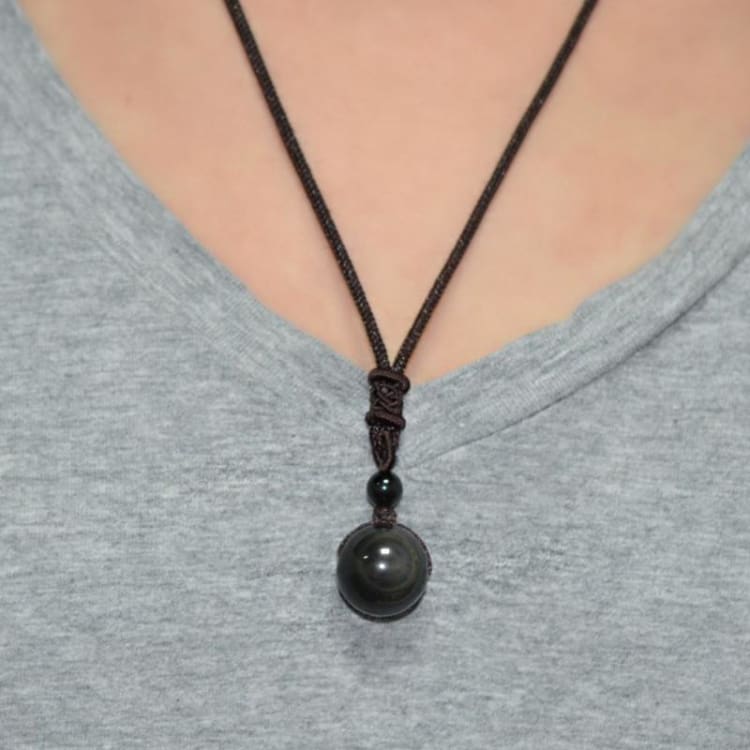 Collier en Obsidienne il Céleste