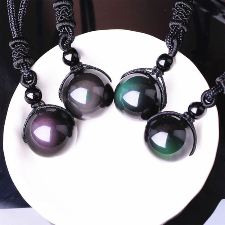Collier en Obsidienne il Céleste