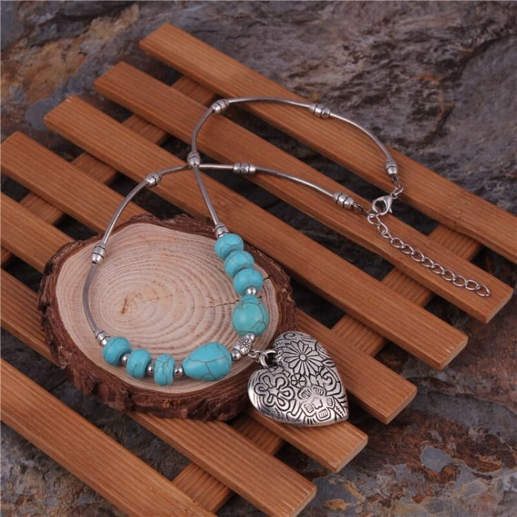 Collier en turquoise - L’amour gravé