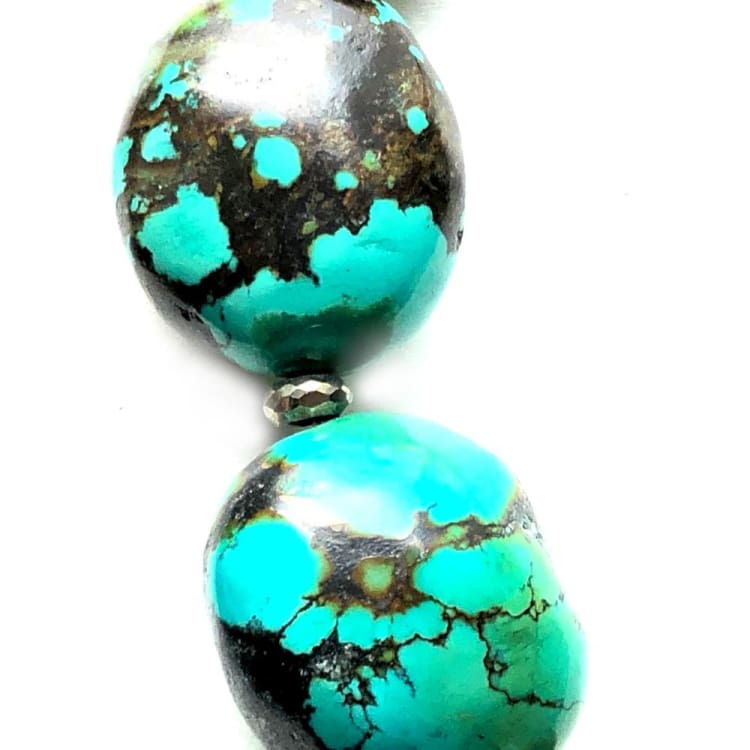 Collier en Turquoise Pyrite et Argent - Collier