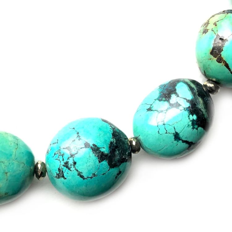 Collier en Turquoise Pyrite et Argent - Collier