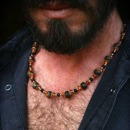 Collier Homme en pierres naturelles Terre