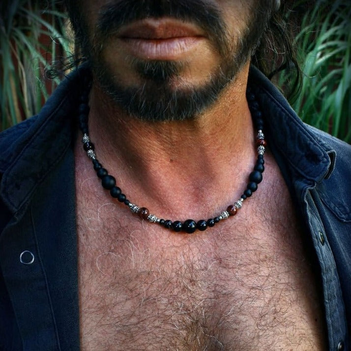 Collier Homme en pierres naturelles Volcan