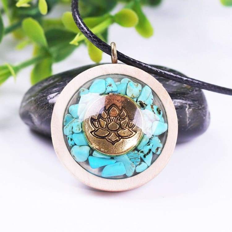 Orgone Round Chakra Energy Crystals Pendant Necklace Turquoises Necklace For Emf Protection Spiritual Healing Jewelry Men Women