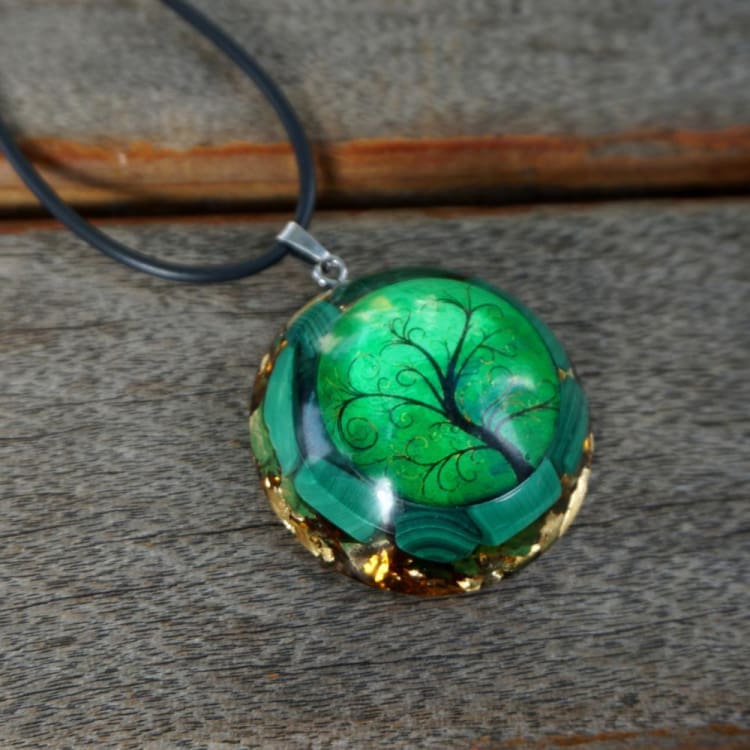 Collier Orgonite & Malachite Arbre de Vie - Collier