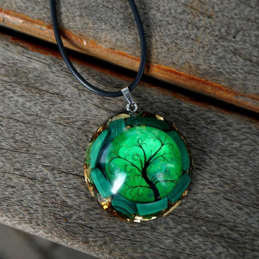 Collier Orgonite & Malachite Arbre de Vie - Collier