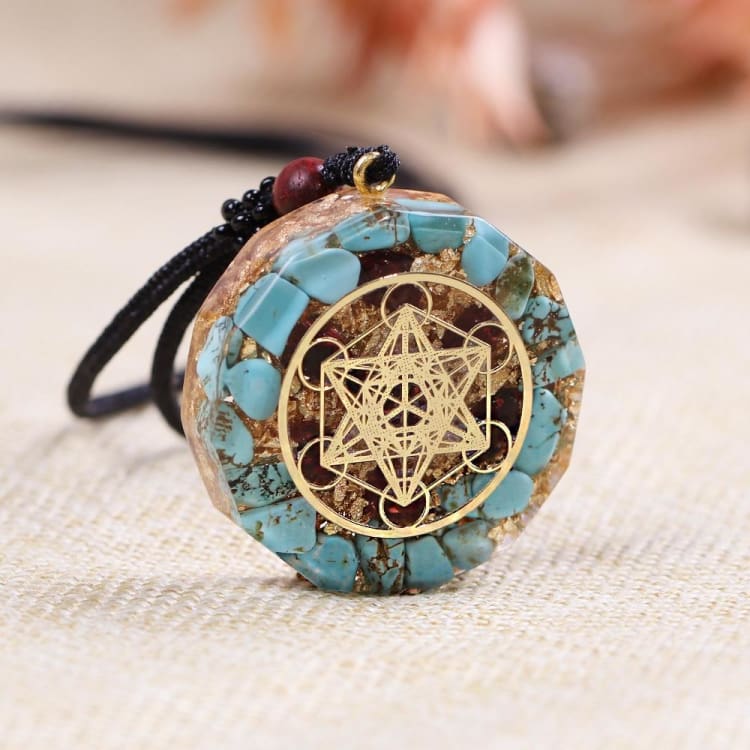 Collier Orgonite ’Régénération du Corp’ en turquoise - collier