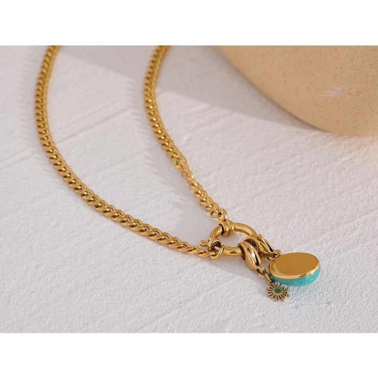 Collier pendentif Amazonite et Soleil