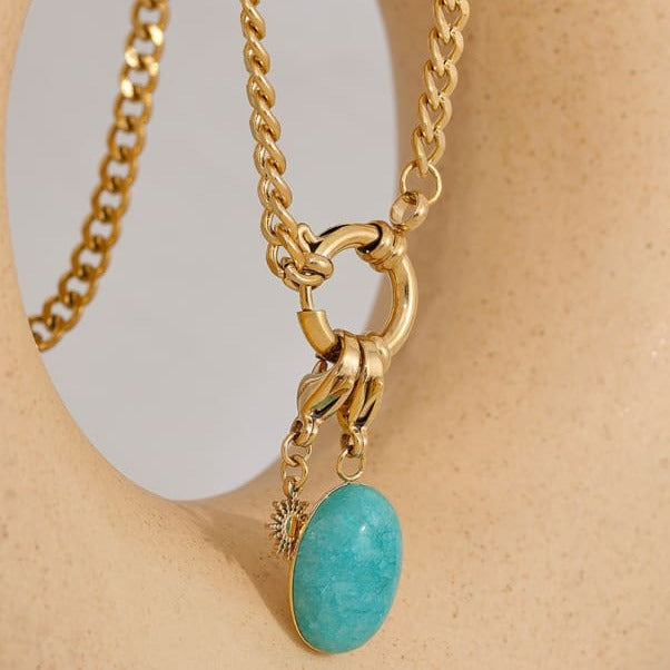 Collier pendentif Amazonite et Soleil
